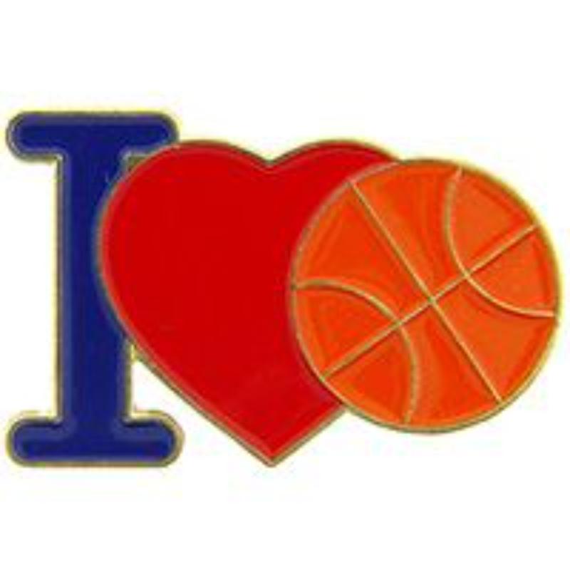 P64111 Pin - Basketball, I Heart - 1 in.
