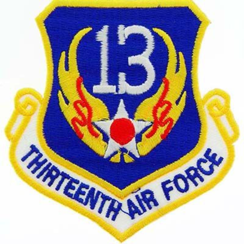 PM0913 Patch - USAF, 13th, Shield - 3.63 in.