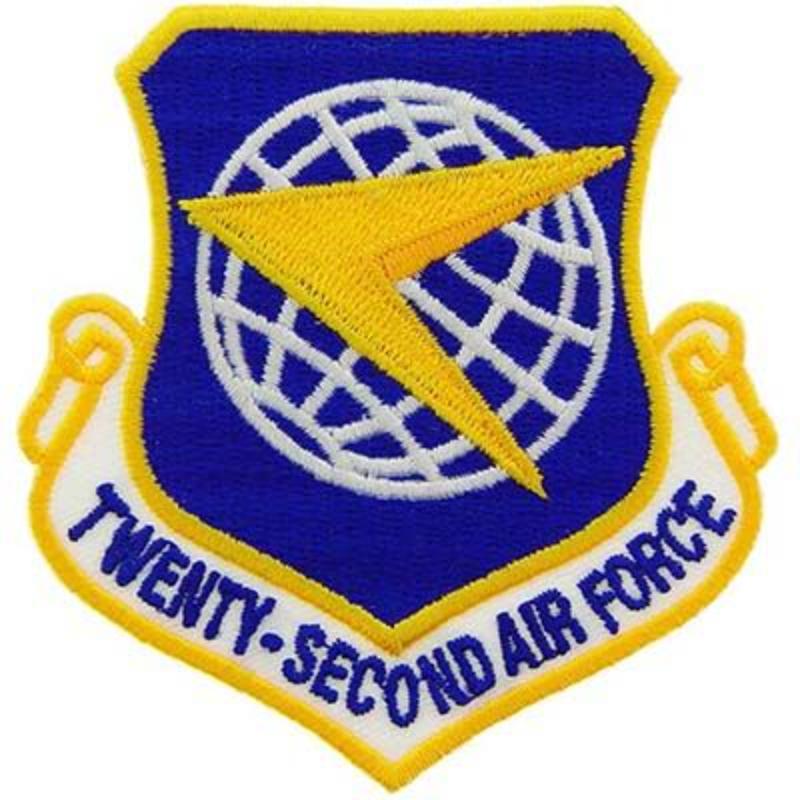 PM0922 Patch - USAF, 22nd, Shield - 3.63 in.