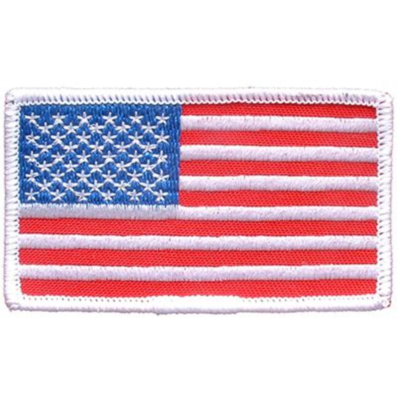 USA Flag Patch - White - Large - 3.38 x 2 in. - Durable Design