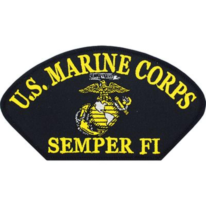 PM1334 Patch - USMC, Hat, Semper FI - 5.25 x 3 in.