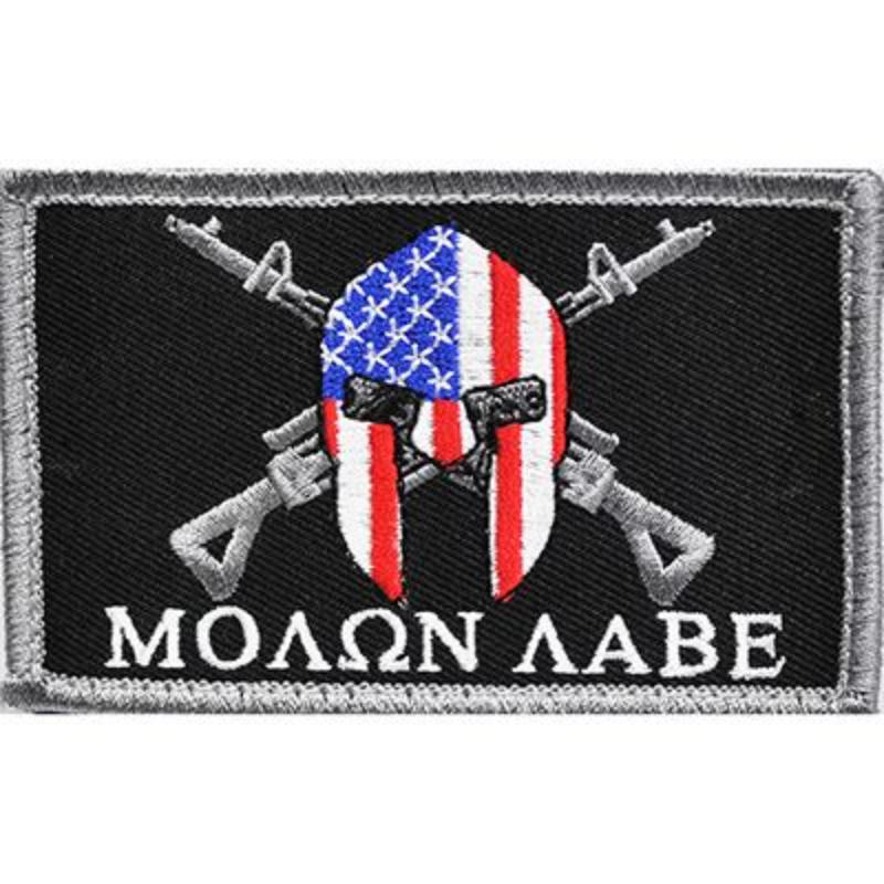 PM4027V Patch - Molon Labe Rifles - Cloth Hook & Eye - 3.5 x 2.25 in.