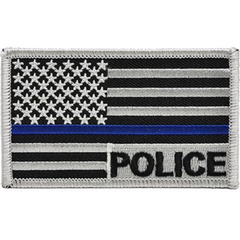 PM4064 Patch-Pol, Blue Line, Flag - Police - 3.38 x 2 in.