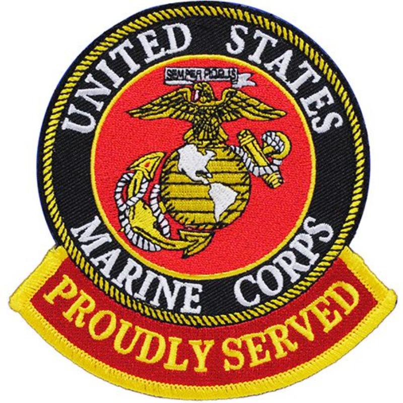 PM7506 Patch - USMC Logo Proudly Served - 4.23 in.