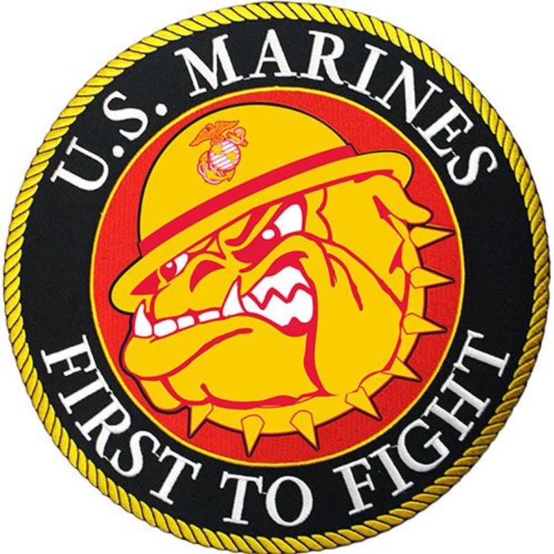 PM9049 Patch - USMC, Bulldog - Red & Yellow - 10 in.