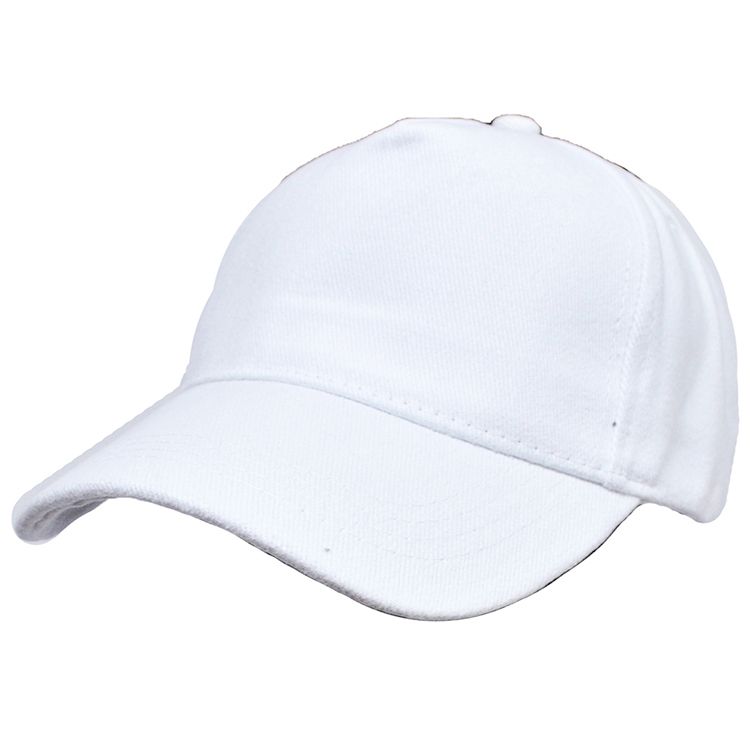 CP00013 Cap - Plain, 5 Panel - Brushed Twill - Brass Buckle, White - Medium