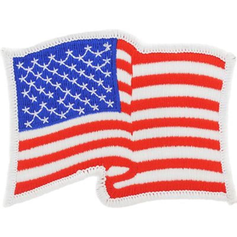 PM3501 Patch - Flag, USA, White, Wavy - Large - 3.5 x 2.75 in.