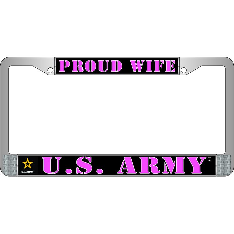 LP3807 Chrome License Plate Frame, Army, Wife - 6 x 12 in.
