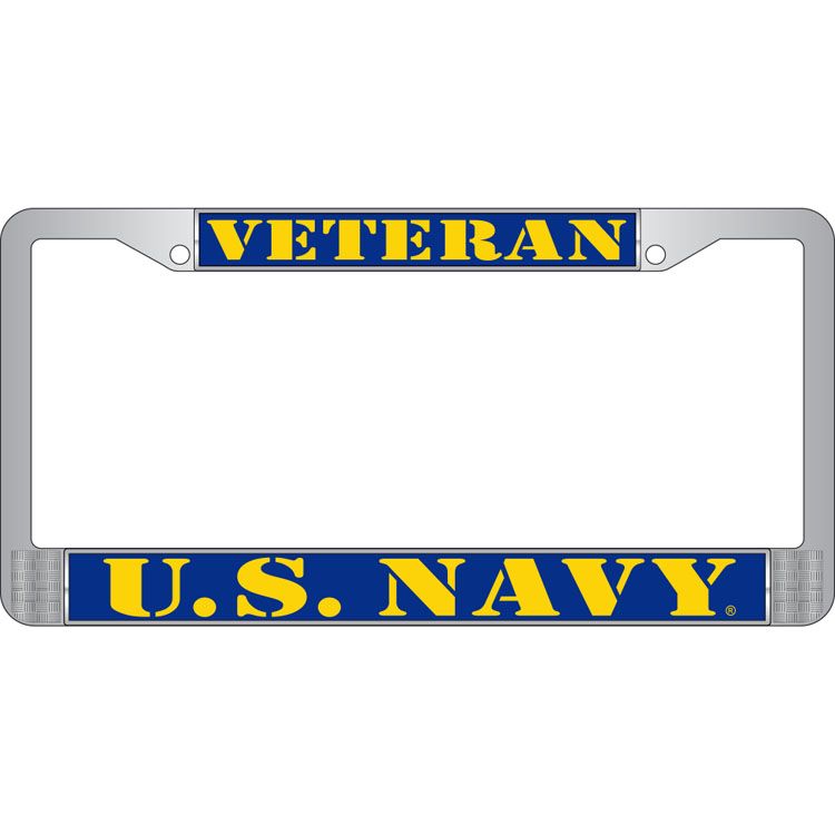 LP3922 Chrome License Plate Frame, USN, Veteran - 6 x 12 in.