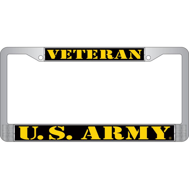 LP3928 Chrome License Plate Frame, Army, Veteran - 6 x 12 in.