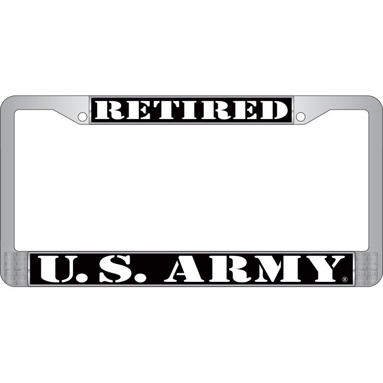 LP3930 Chrome License Plate Frame, Army, Retired - 6 x 12 in.