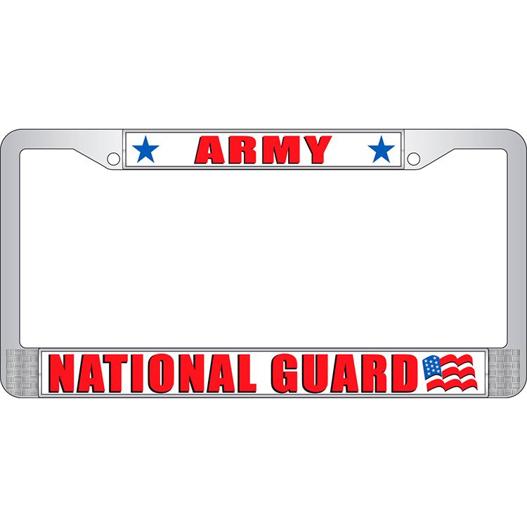 Picture of Eagle Emblems LP3955 Chrome License Plate Frame&#44; National Guard - 6 x 12 in.
