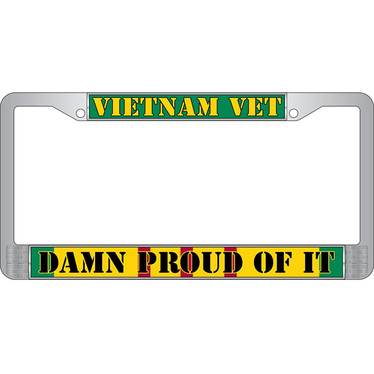 Picture of Eagle Emblems LP3959 Chrome License Plate Frame&#44; Vietnam Veteran - 6 x 12 in.