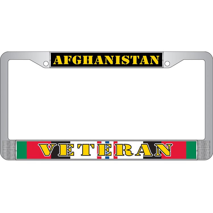 Picture of Eagle Emblems LP3972 Chrome License Plate Frame&#44; Enduring Freedom Veteran - 6 x 12 in.