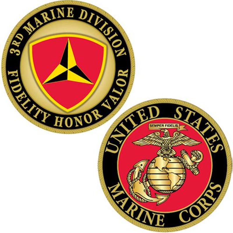 CH1227 Challenge Coin - USMC, 3rd - Marine Division - 1.75 in.