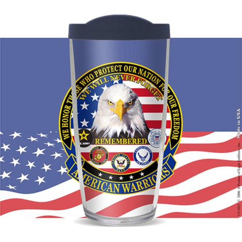 Picture of Eagle Emblems CU1025 Cup - American Warriors - Premium-Thermal - 16 oz