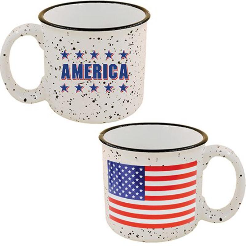 Picture of Eagle Emblems CU0520 Cup - Coffee, USA America - Stone-Speckled Camper - 14 oz
