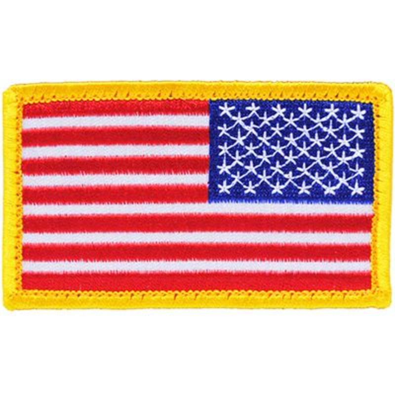 USA Flag Patch - Gold Velcro - 3.38 x 2 in. - Durable Military Design