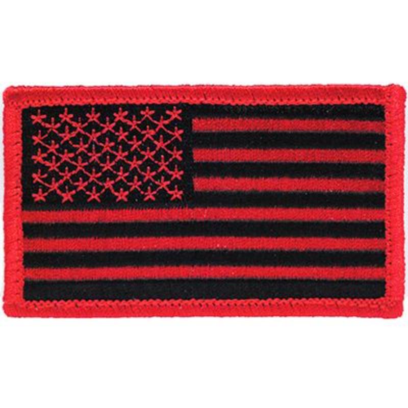 USA Flag Patch - Black & Red - 3.38 x 2 in. - Durable Embroidered Design