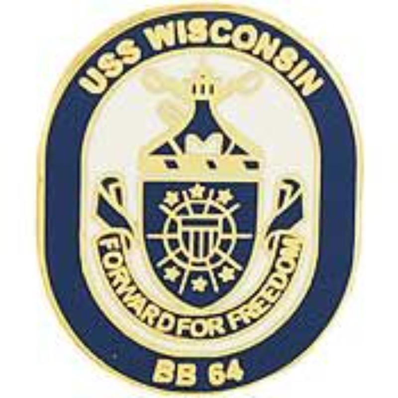 P15544 Pin - USS, Wisconsin - 1.625 in.