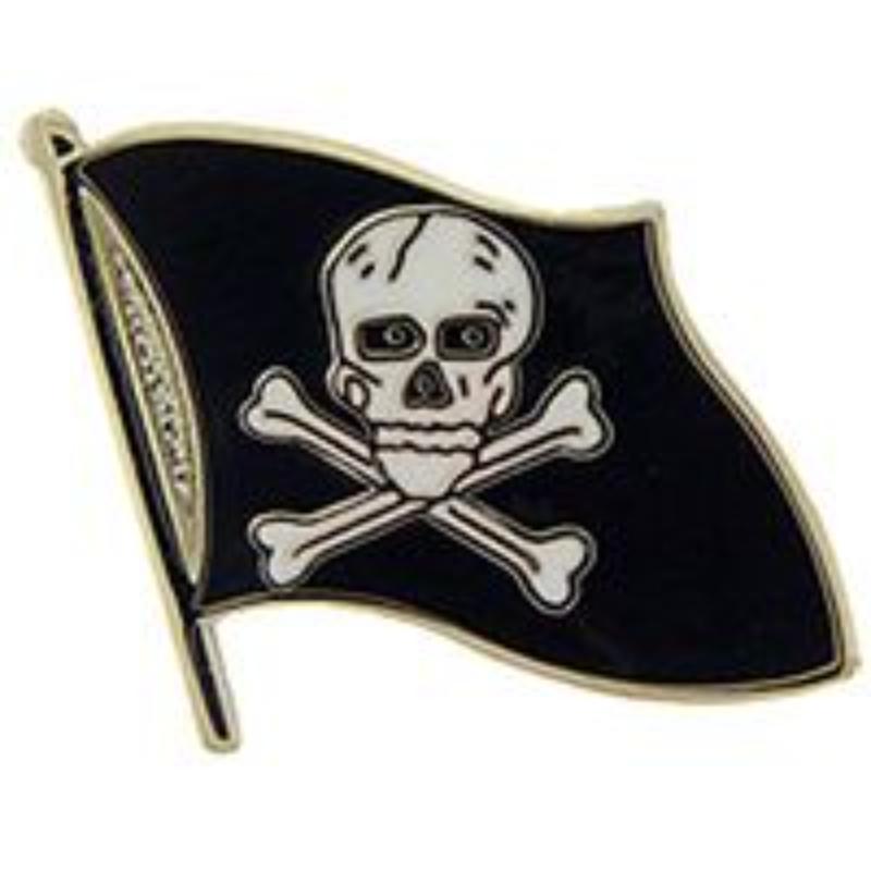 P15721 Pin - Pirate, Skull & Bones - Flag - 1 in.