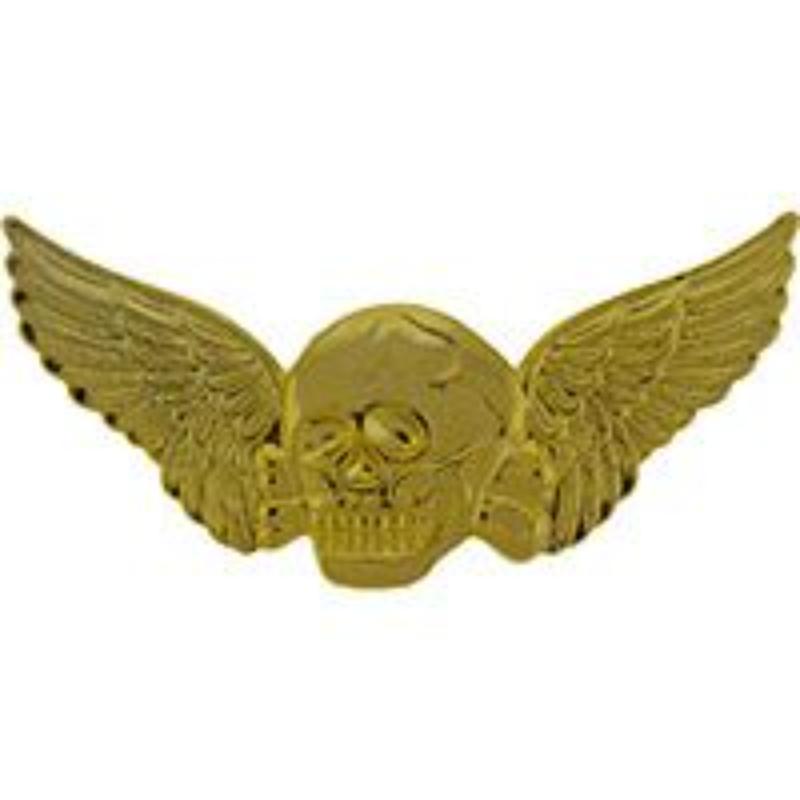 P16164 Wing Pin - Death, Skull, Gold - Extra Large - 3 in.
