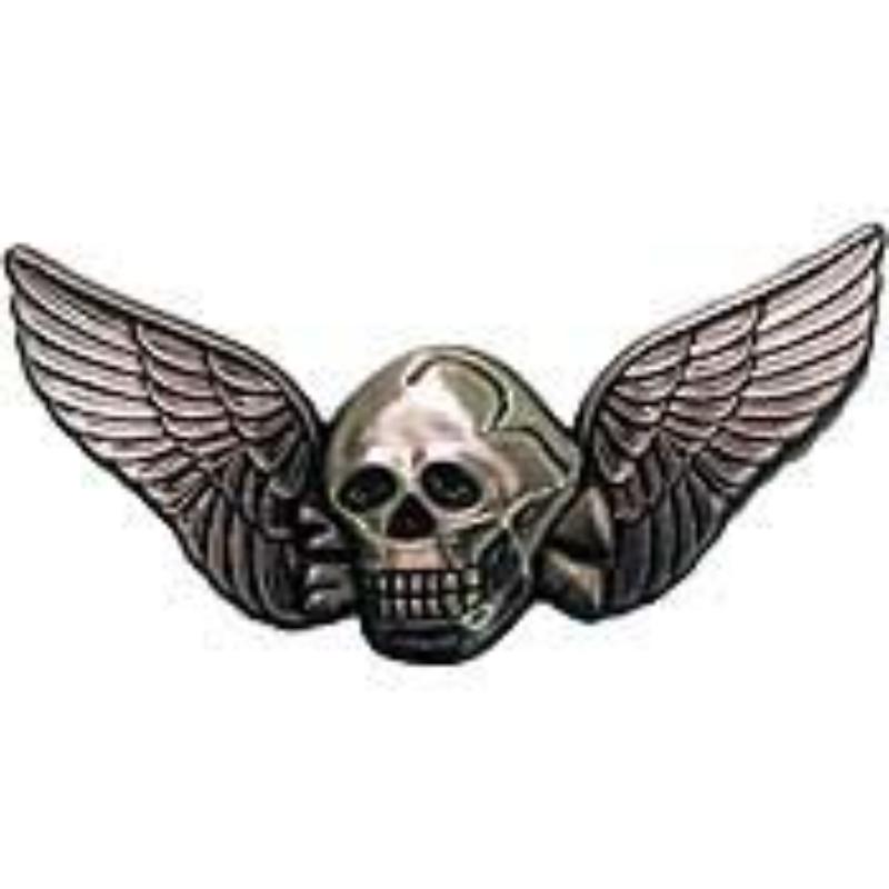 P19013 Wing Pin - Death, Skull, Stnd - Pewter - 2.63 in.