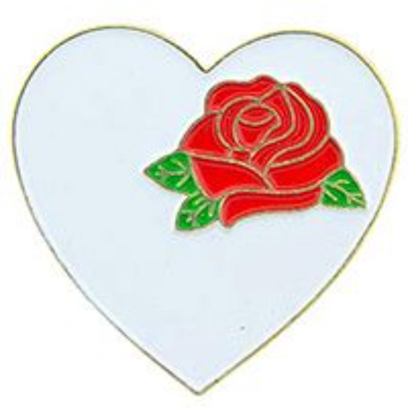 Heart Rose Pin - Red - 1 in. - Durable Military Design