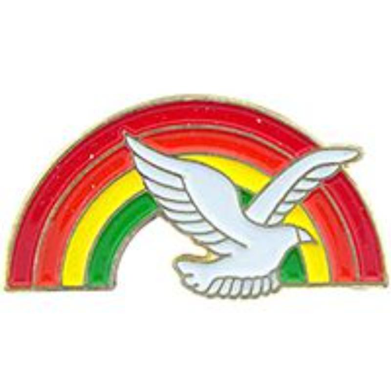 P61252 Pin - Bird, Dove, Rainbow - 1 in.