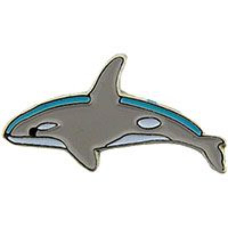 P61384 Pin - Fish, Whale, Killer - Grey - 1 in.