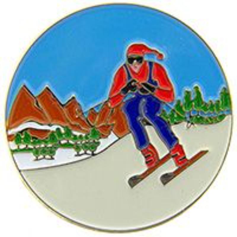 P63266 Pin - Skier, Scene - 1 in.