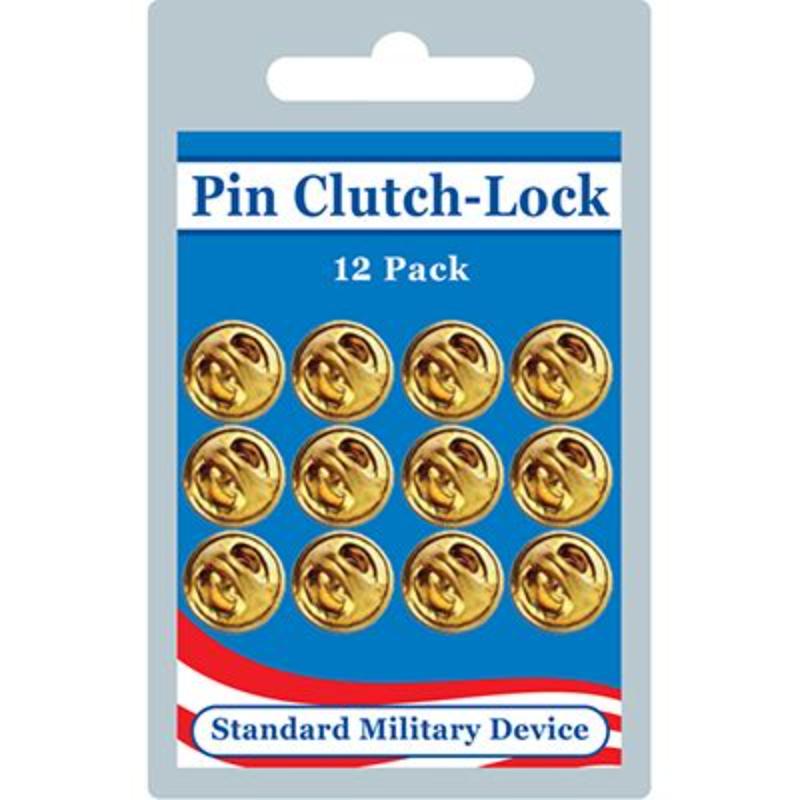 PB010 Pin Back - Metal Clutch, Brass - Pack of 12
