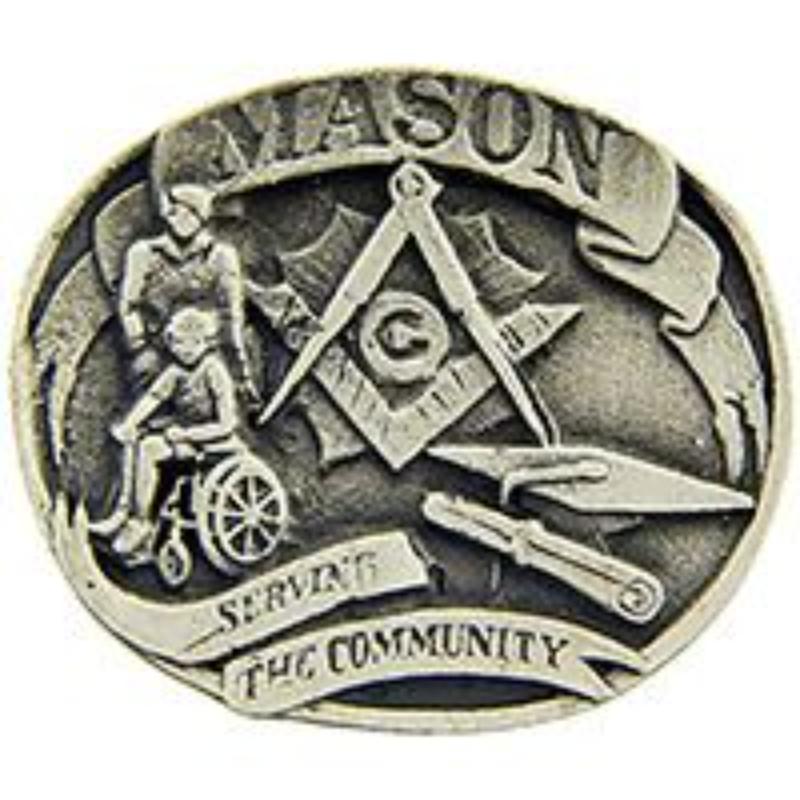 P00722 Pin - Orange, Masonic Pewter - 1 in.