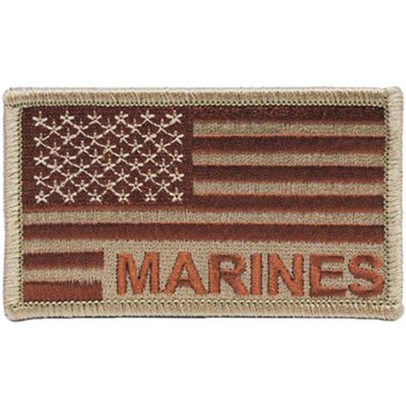 PM0868 Patch - USMC, USA Flag - Desert - 3.38 x 2 in.