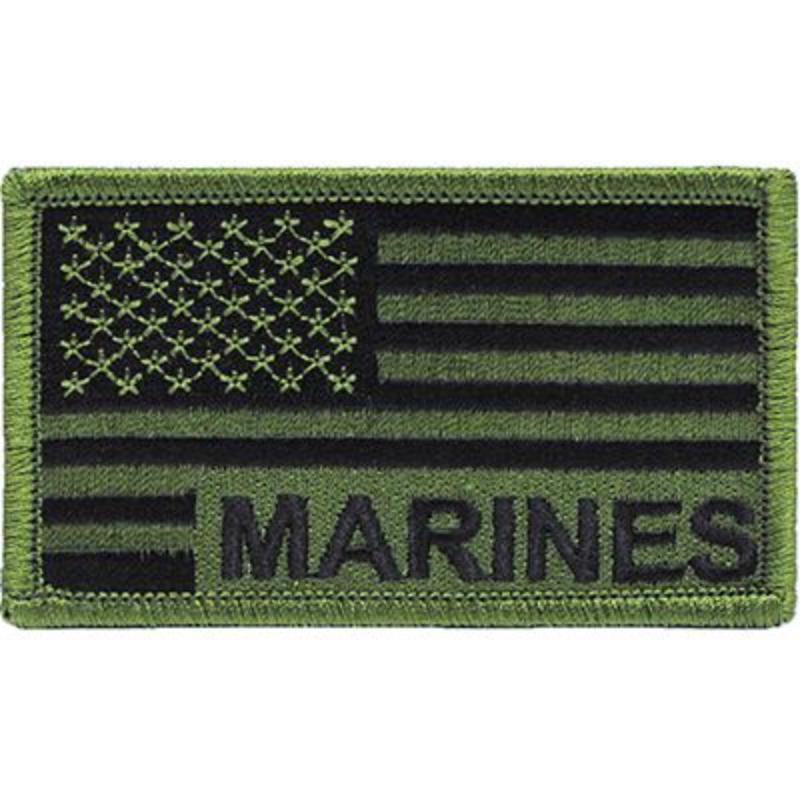 PM0869 Patch - USMC, USA Flag - 3.38 x 2 in.