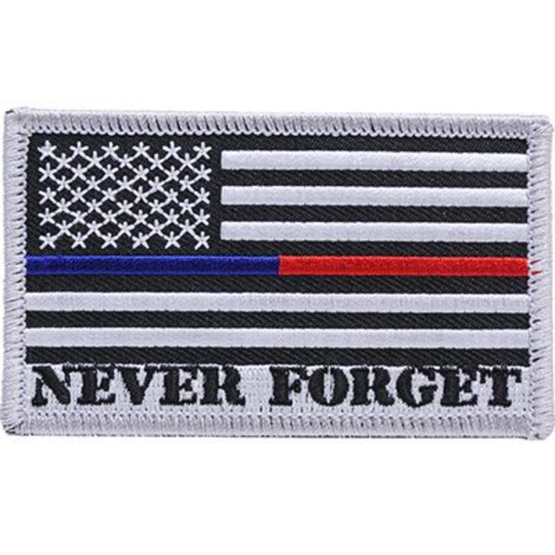 PM3129 Patch - Emergency Services Flag - Never Forget - 3.38 x 2 in.