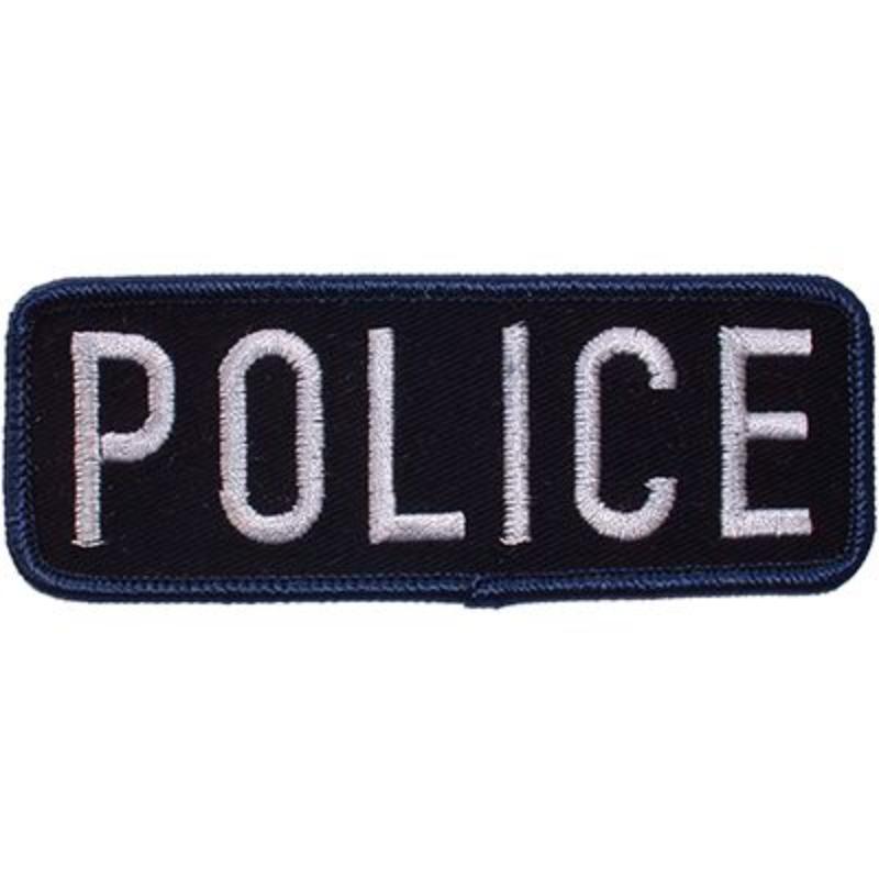 PM4057 Patch - Police Tab - White & Black - 4.5 in.