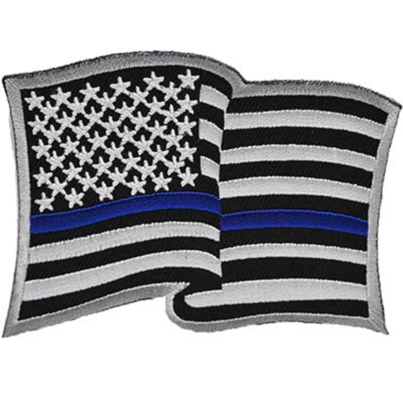 PM4061 Patch - Police Blue Line, Flag - Wavy - 3.5 in.