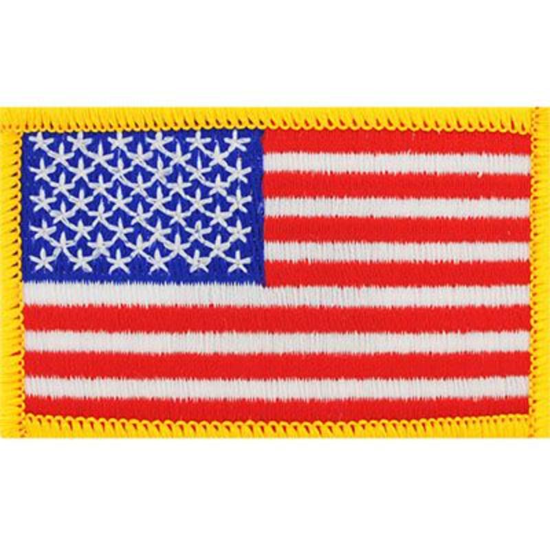 PM6115V Patch - Flag, USA - Cloth Hook & Eye, Gold - 4 Piece - 3.75 x 2.25 in.