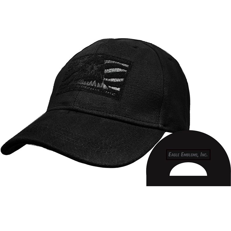 CP00025 Cap - Tactical, Operations - Brushed Twill Cloth Hook & Eye Closure, Black - Medium