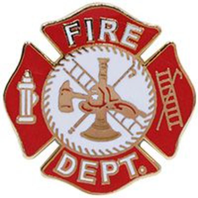 P02328 Pin - Fire Department Logo - White & Red - 1 in.