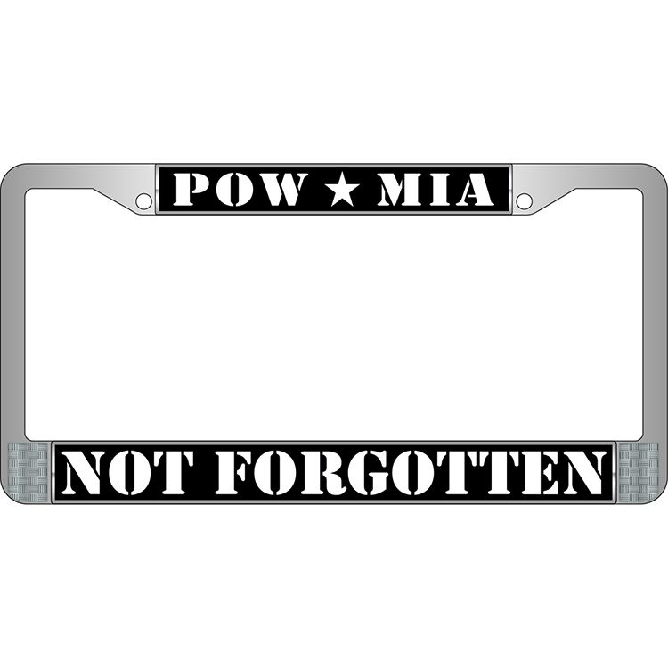Picture of Eagle Emblems LP3940 Chrome License Plate Frame&#44; Pow Mia - 6 x 12 in.