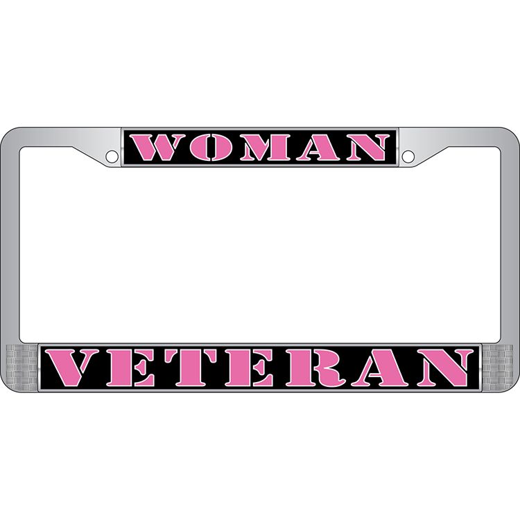 Picture of Eagle Emblems LP3960 Chrome License Plate Frame&#44; Woman Veteran - 6 x 12 in.