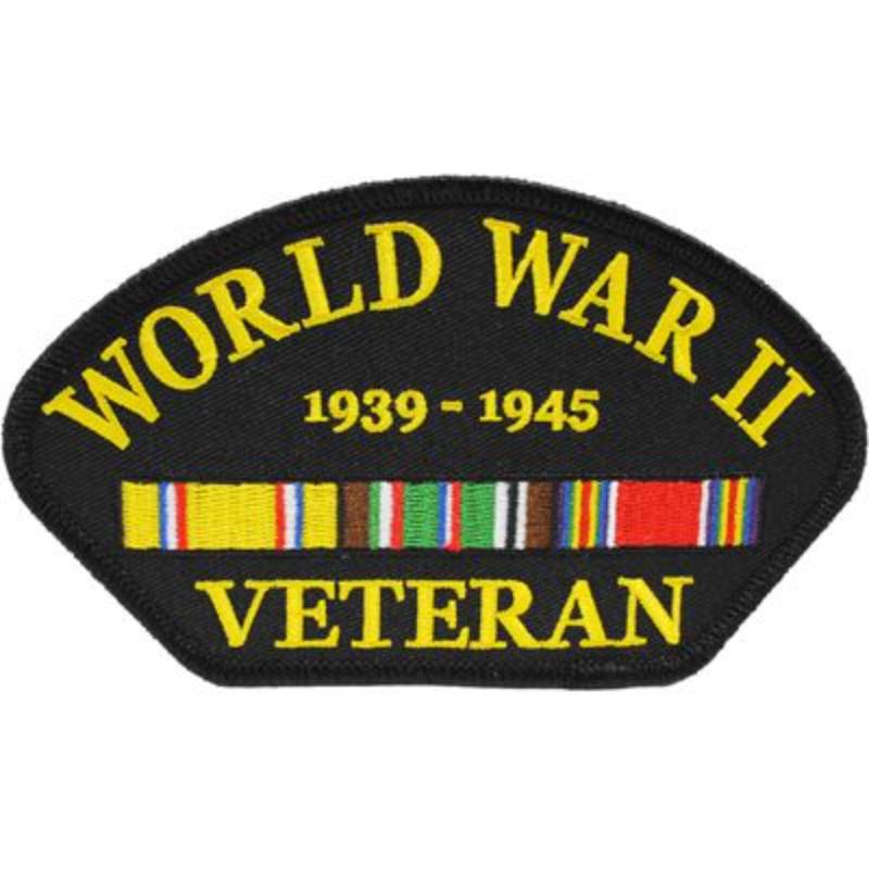PM1684 Patch - World War II, Hat, Veteran - Service Ribbon - 5.25 x 3 in.