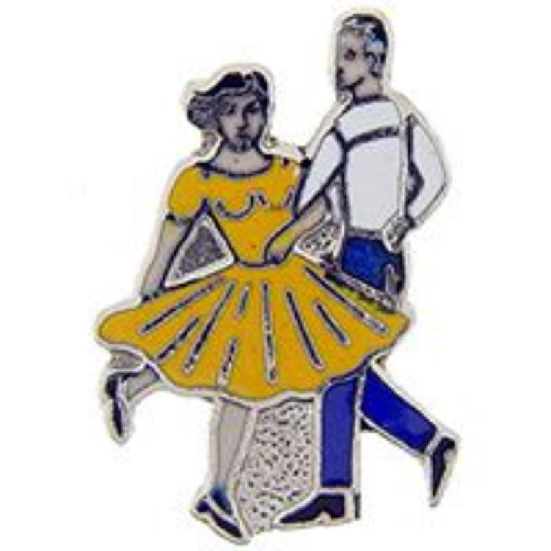P02252 Pin - Square Dancers, Yellow - 1 in.