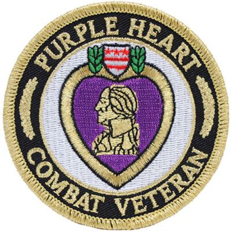 PM0487 Patch - Purple Heart - Combat Veteran - 3.63 in.