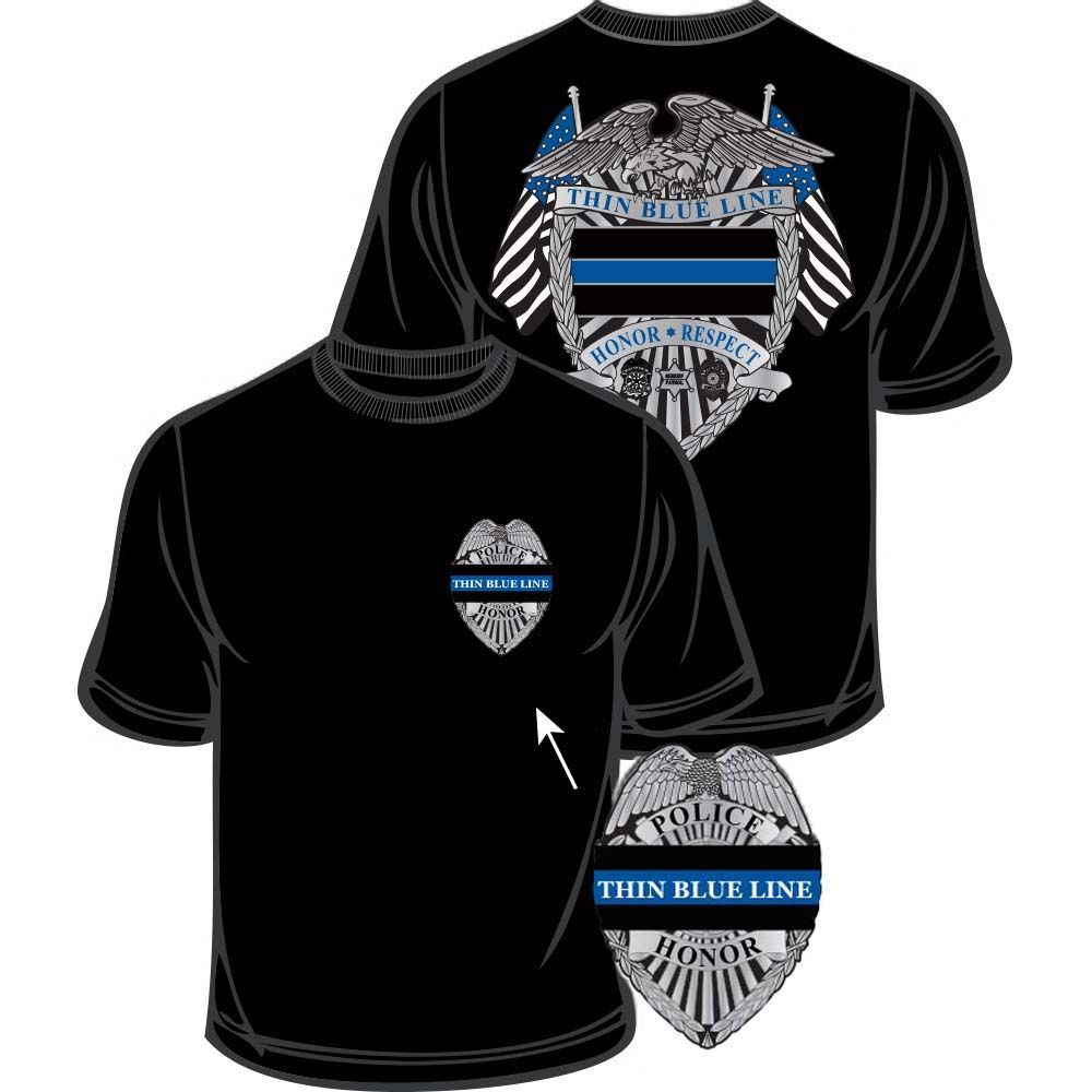 CS1034 T-Shirt - Police, Thin Blue Line - Black