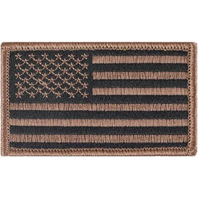 PM1124V Patch - Flag, USA, Left Cloth Hook & Eye - Black & Brown - 3.38 x 2 in.