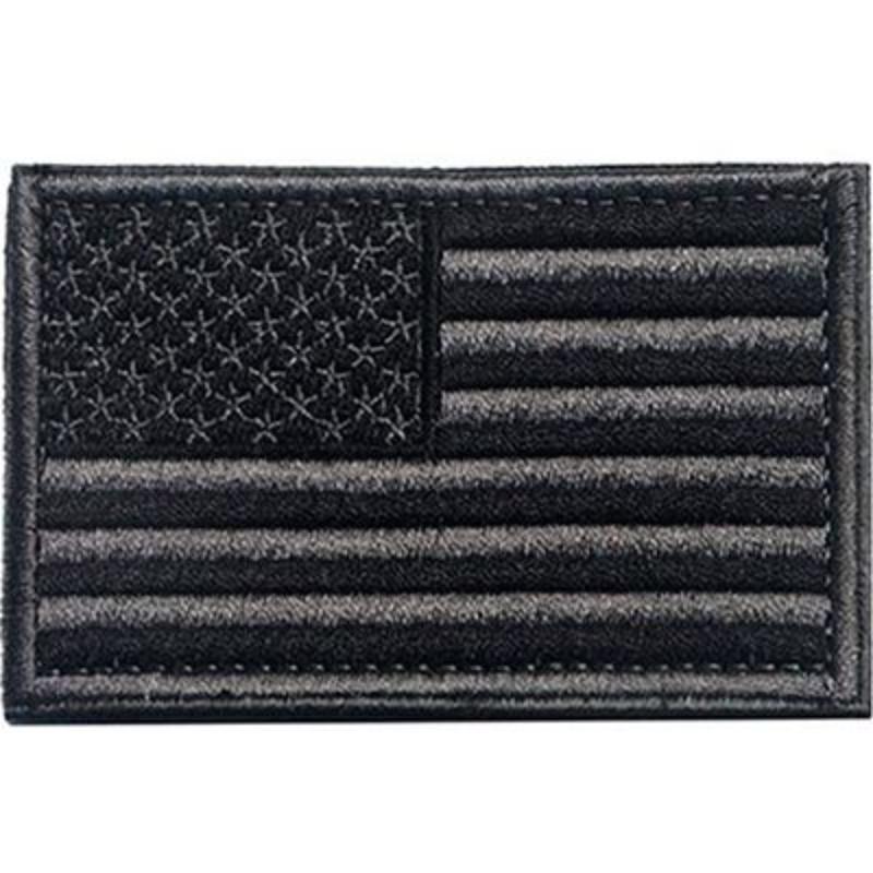PM1108V Patch - Flag, USA, Left Cloth Hook & Eye - Black & Black - 3.38 x 2 in.