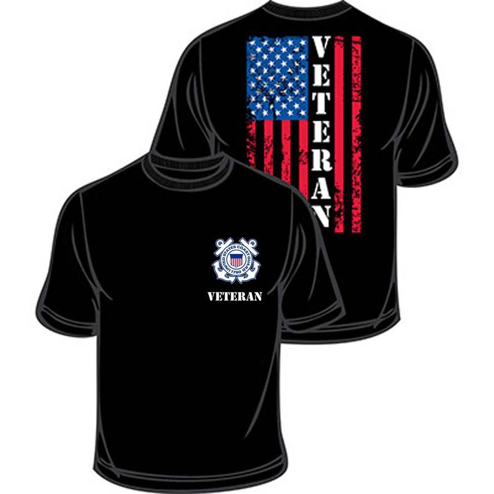 CS0501 T-Shirt - US Coast Guard Veteran Flag, Black